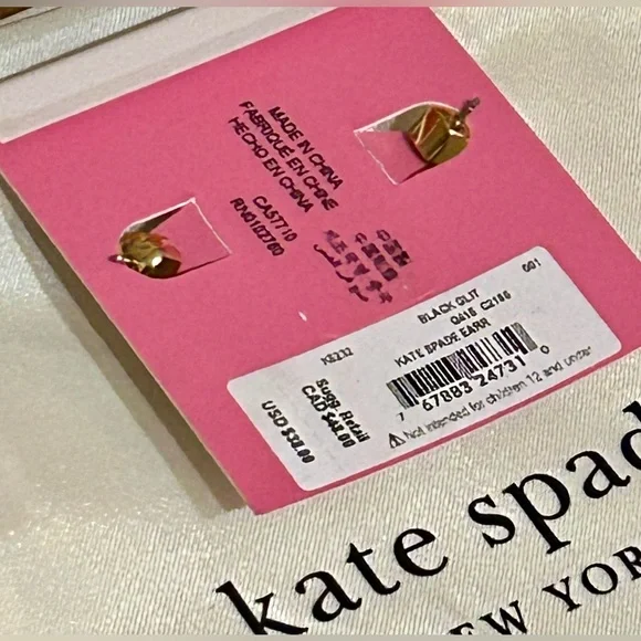 Kate Spade Mini Square Gold-Plated Huggies with Jewelry Bag. New with Tag! - Picture 5 of 8